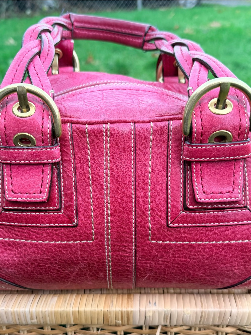 Vintage Coach Pink Leather Satchel Handbag & Matching Wallet